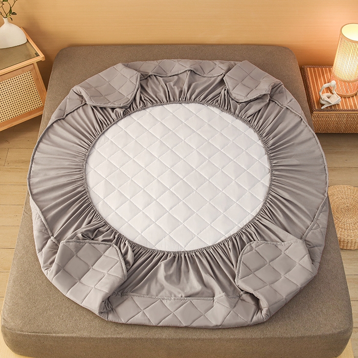 91家纺网 家纺一手货源 找家纺 小禹仔家纺 2025新款亲肤夹棉床笠 灰色