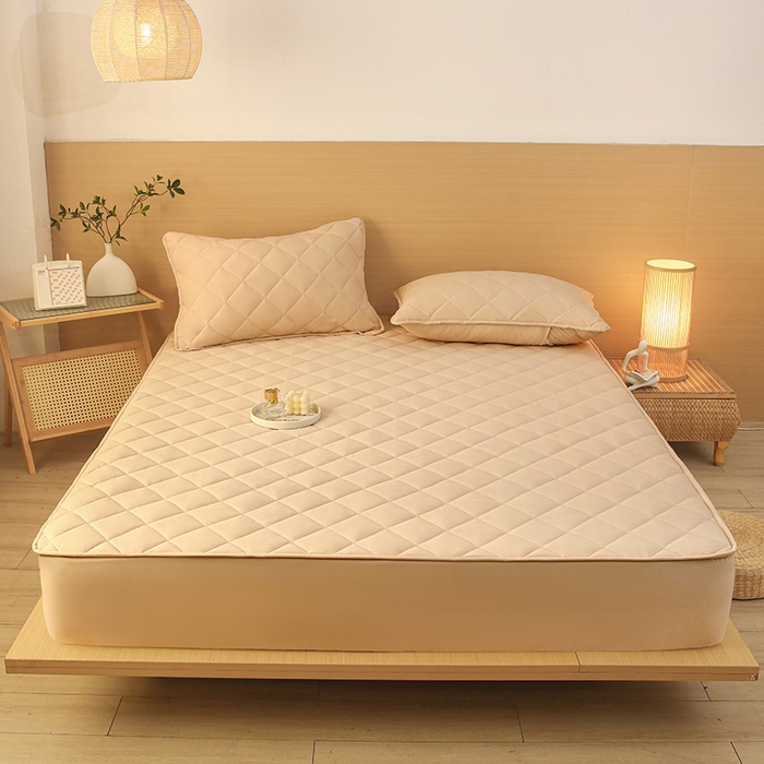 91家纺网 家纺一手货源 找家纺 小禹仔家纺 2025新款亲肤夹棉床笠 卡其色