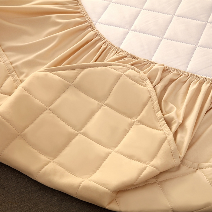 91家纺网 家纺一手货源 找家纺 小禹仔家纺 2025新款亲肤夹棉床笠 卡其色