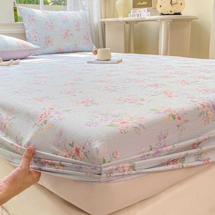 91家纺网 家纺一手货源 找家纺 朵朵家纺 2025新款超柔印花单床笠单品学生宿舍床垫保护套 床笠（床垫保护套可定制尺寸 ） 沁园春