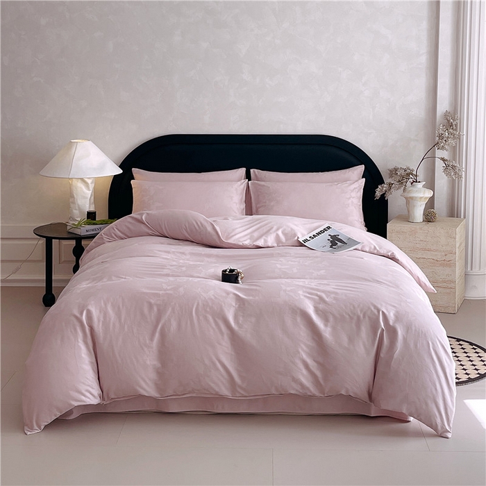 琪格格纺织 2025新款50S贡缎大提花加厚全棉磨毛四件套 流光蝶影-粉紫