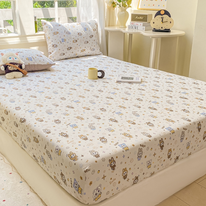 91家纺网 家纺一手货源 找家纺 朵朵家纺 2025新款超柔印花单床笠单品学生宿舍床垫保护套 床笠（床垫保护套可定制尺寸 ） 布布星球