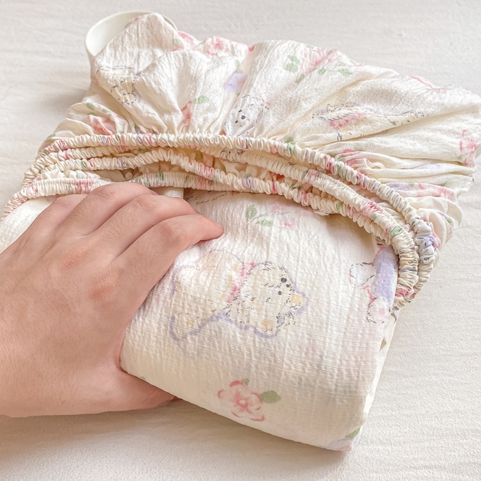 91家纺网 家纺一手货源 找家纺 朵朵家纺 2025新款超柔印花单床笠单品学生宿舍床垫保护套 床笠（床垫保护套可定制尺寸 ） 花眠咪咪