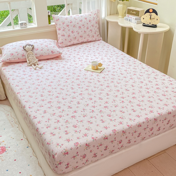 91家纺网 家纺一手货源 找家纺 朵朵家纺 2025新款超柔印花单床笠单品学生宿舍床垫保护套 床笠（床垫保护套可定制尺寸 ） 玫瑰庄园