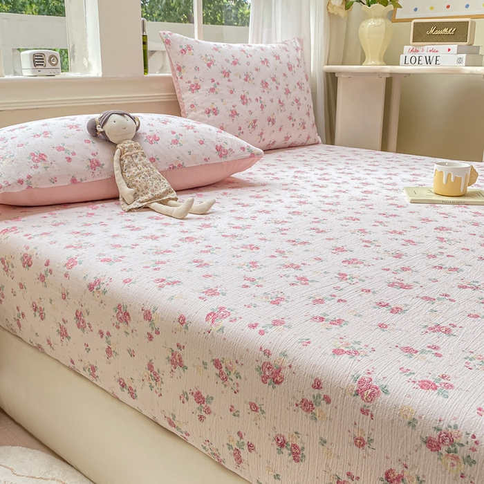 91家纺网 家纺一手货源 找家纺 朵朵家纺 2025新款超柔印花单床笠单品学生宿舍床垫保护套 床笠（床垫保护套可定制尺寸 ） 玫瑰庄园