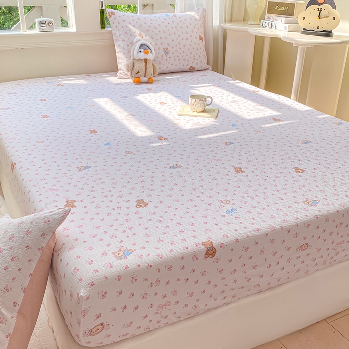 91家纺网 家纺一手货源 找家纺 朵朵家纺 2025新款超柔印花单床笠单品学生宿舍床垫保护套 床笠（床垫保护套可定制尺寸 ） 花町小能粉