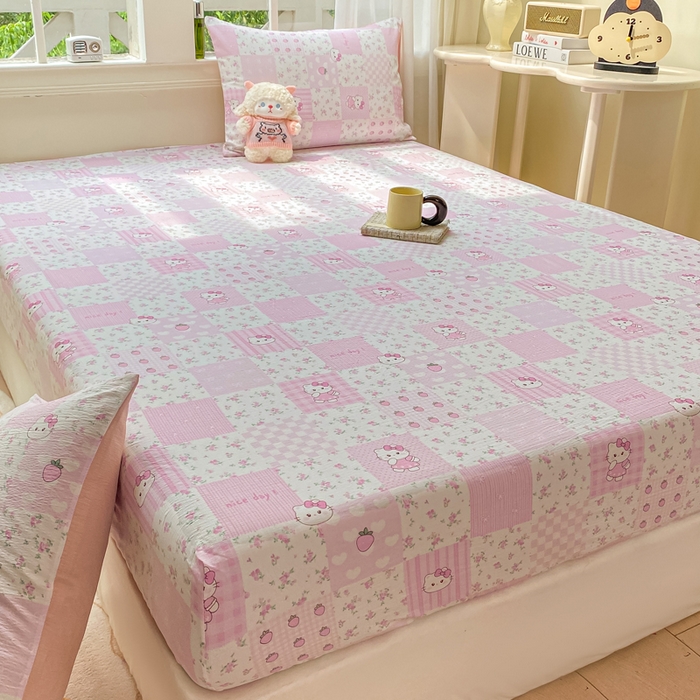 91家纺网 家纺一手货源 找家纺 朵朵家纺 2025新款超柔印花单床笠单品学生宿舍床垫保护套 床笠（床垫保护套可定制尺寸 ） KT花园