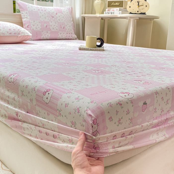 91家纺网 家纺一手货源 找家纺 朵朵家纺 2025新款超柔印花单床笠单品学生宿舍床垫保护套 床笠（床垫保护套可定制尺寸 ） KT花园