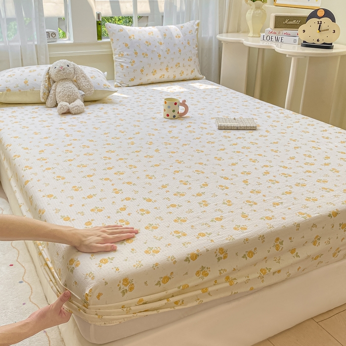 91家纺网 家纺一手货源 找家纺 朵朵家纺 2025新款超柔印花单床笠单品学生宿舍床垫保护套 床笠（床垫保护套可定制尺寸 ） 山花烂漫