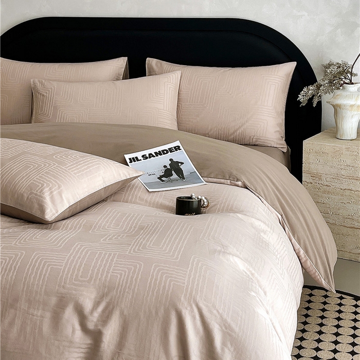 91家纺网 家纺一手货源 找家纺 琪格格纺织 2025新款50S贡缎大提花加厚全棉磨毛四件套 理查德-咖