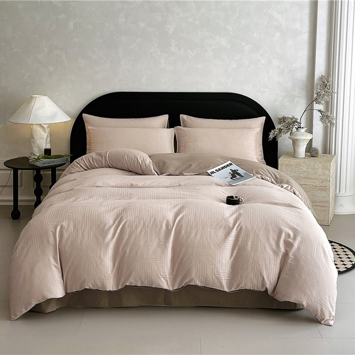 琪格格纺织 2025新款50S贡缎大提花加厚全棉磨毛四件套 理查德-咖