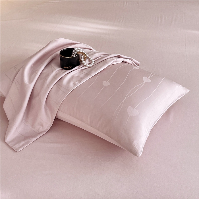 91家纺网 家纺一手货源 找家纺 琪格格纺织 2025新款50S贡缎大提花加厚全棉磨毛四件套 心愿-粉紫