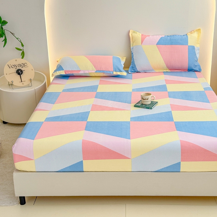 91家纺网 家纺一手货源 找家纺 梦舒阳 2025新款磨毛植物羊绒单床笠三件套单品床笠 彩色格调