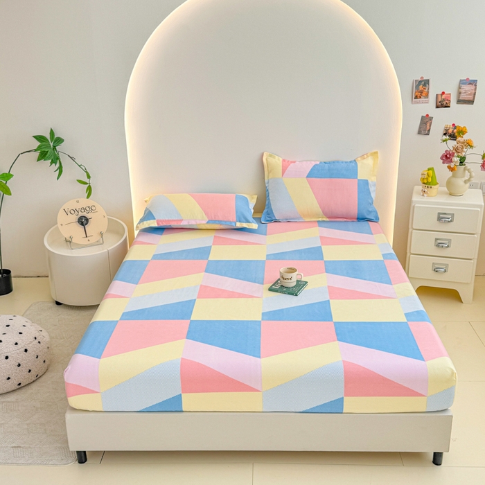 91家纺网 家纺一手货源 找家纺 梦舒阳 2025新款磨毛植物羊绒单床笠三件套单品床笠 彩色格调