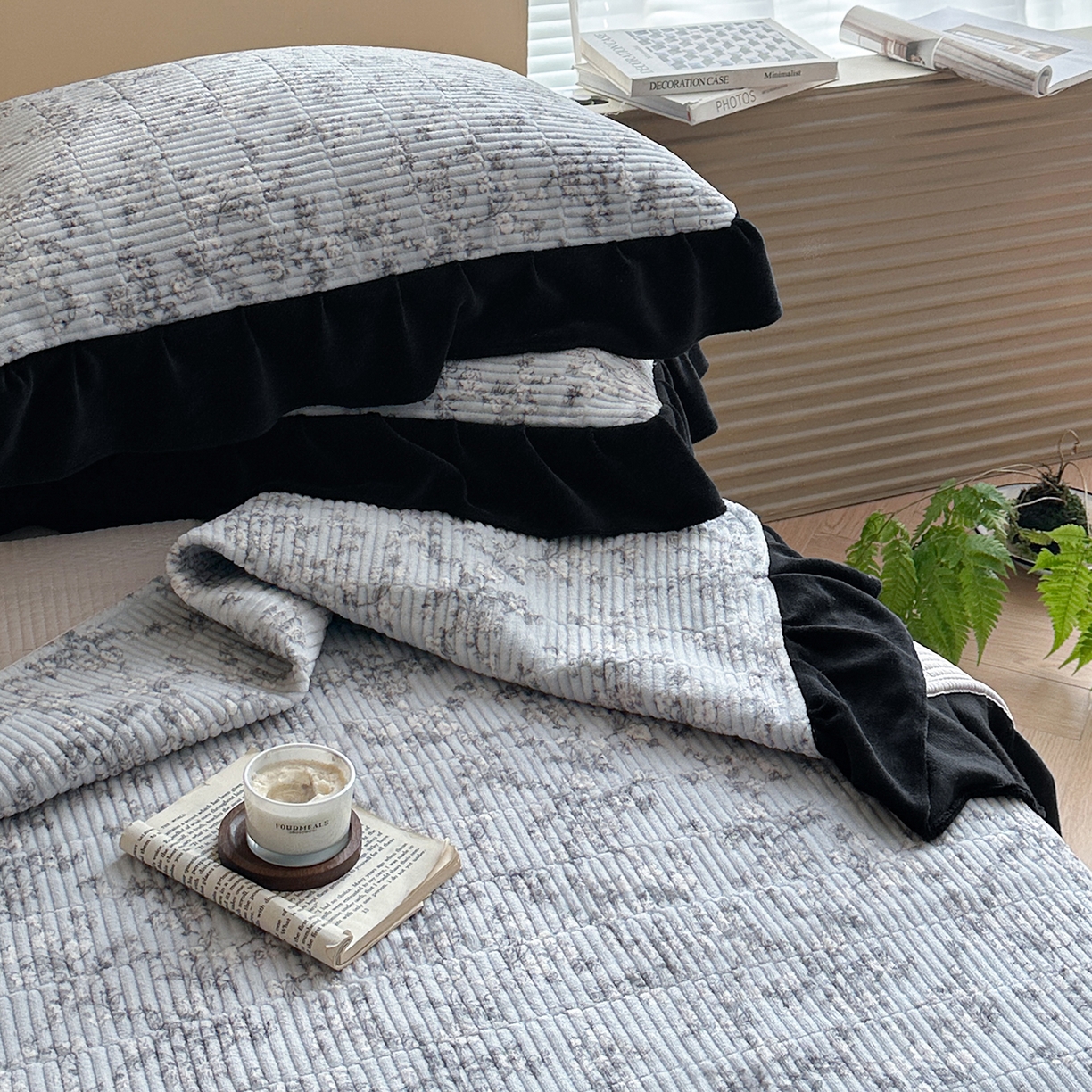 91家纺网 家纺一手货源 找家纺 桃心家居 2025新款韩版花边法式花卉碎花加厚牛奶绒多功能床盖单件单床盖床盖三件套单品 绒床盖-花边梦雅