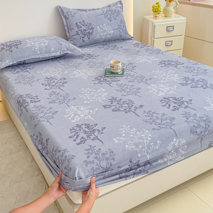 91家纺网 家纺一手货源 找家纺 梦舒阳 2025新款磨毛植物羊绒单床笠三件套单品床笠 春风恋影