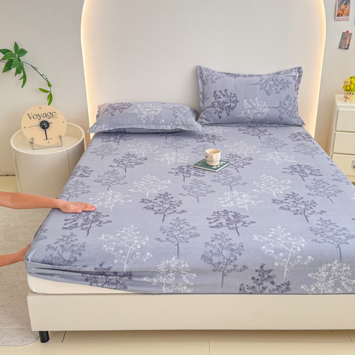 91家纺网 家纺一手货源 找家纺 梦舒阳 2025新款磨毛植物羊绒单床笠三件套单品床笠 春风恋影