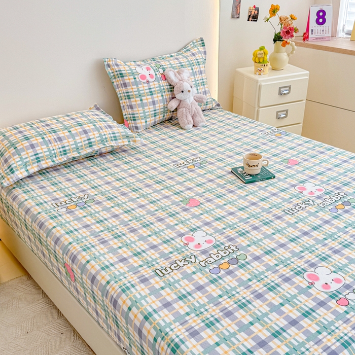 91家纺网 家纺一手货源 找家纺 梦舒阳 2025新款磨毛植物羊绒单床笠三件套单品床笠 春日花园