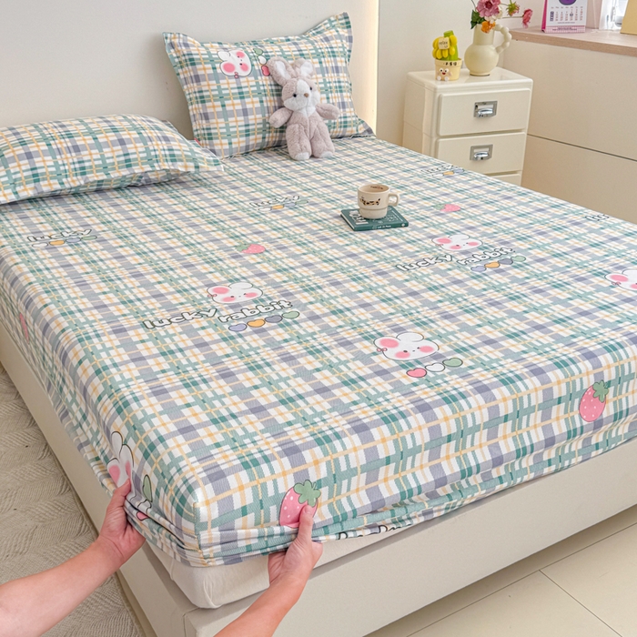 91家纺网 家纺一手货源 找家纺 梦舒阳 2025新款磨毛植物羊绒单床笠三件套单品床笠 春日花园