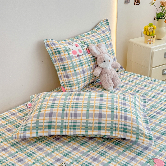 91家纺网 家纺一手货源 找家纺 梦舒阳 2025新款磨毛植物羊绒单床笠三件套单品床笠 春日花园