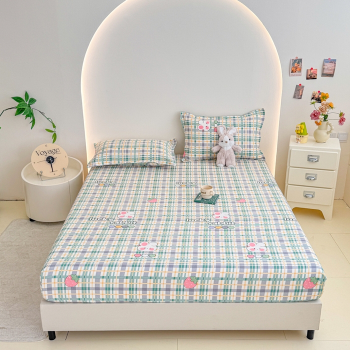 91家纺网 家纺一手货源 找家纺 梦舒阳 2025新款磨毛植物羊绒单床笠三件套单品床笠 春日花园