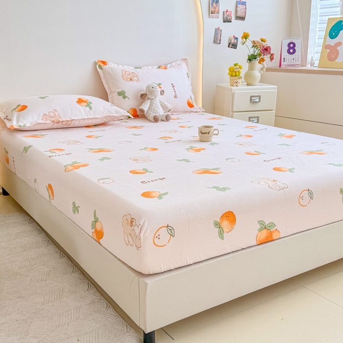 91家纺网 家纺一手货源 找家纺 梦舒阳 2025新款磨毛植物羊绒单床笠三件套单品床笠 大吉大利