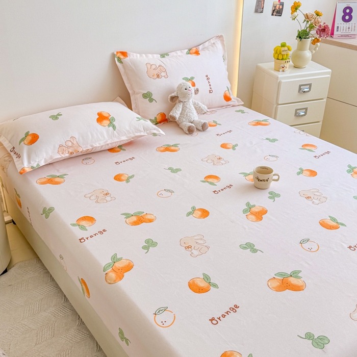 91家纺网 家纺一手货源 找家纺 梦舒阳 2025新款磨毛植物羊绒单床笠三件套单品床笠 大吉大利