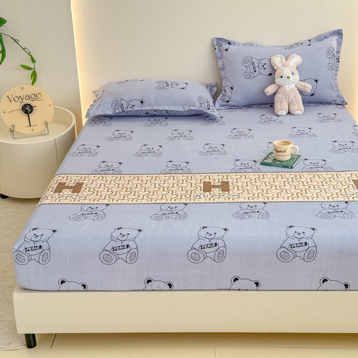 91家纺网 家纺一手货源 找家纺 梦舒阳 2025新款磨毛植物羊绒单床笠三件套单品床笠 嘟嘟熊