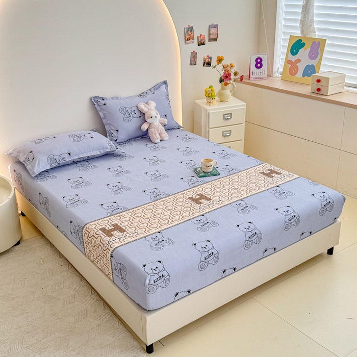 91家纺网 家纺一手货源 找家纺 梦舒阳 2025新款磨毛植物羊绒单床笠三件套单品床笠 嘟嘟熊