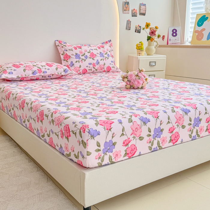 91家纺网 家纺一手货源 找家纺 梦舒阳 2025新款磨毛植物羊绒单床笠三件套单品床笠 花香动人