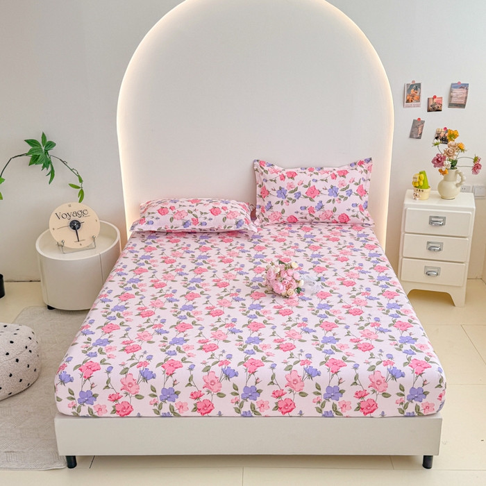 91家纺网 家纺一手货源 找家纺 梦舒阳 2025新款磨毛植物羊绒单床笠三件套单品床笠 花香动人