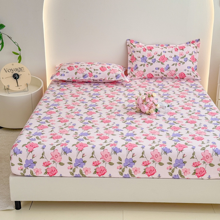 91家纺网 家纺一手货源 找家纺 梦舒阳 2025新款磨毛植物羊绒单床笠三件套单品床笠 花香动人