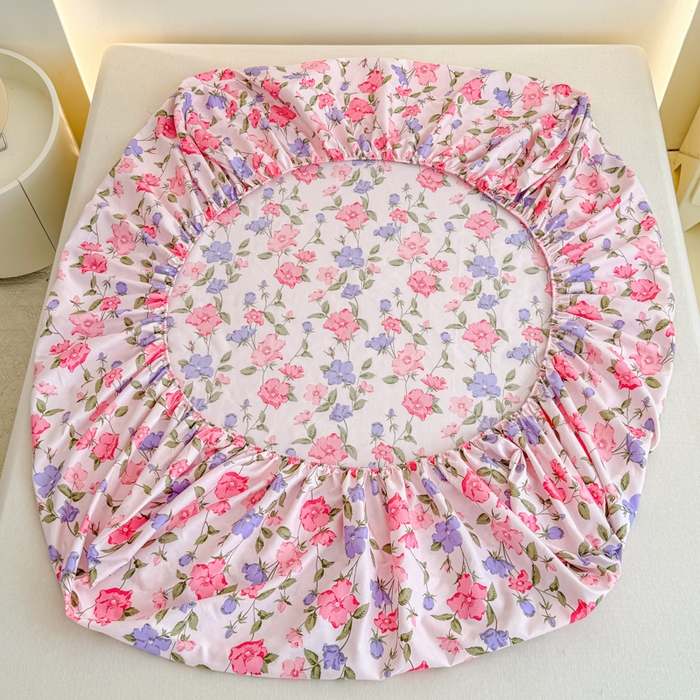 91家纺网 家纺一手货源 找家纺 梦舒阳 2025新款磨毛植物羊绒单床笠三件套单品床笠 花香动人