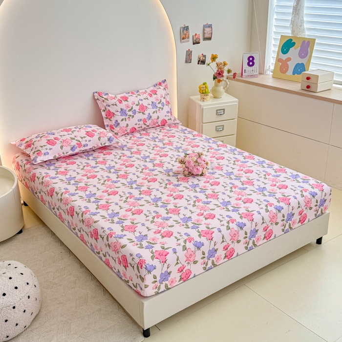 91家纺网 家纺一手货源 找家纺 梦舒阳 2025新款磨毛植物羊绒单床笠三件套单品床笠 花香动人