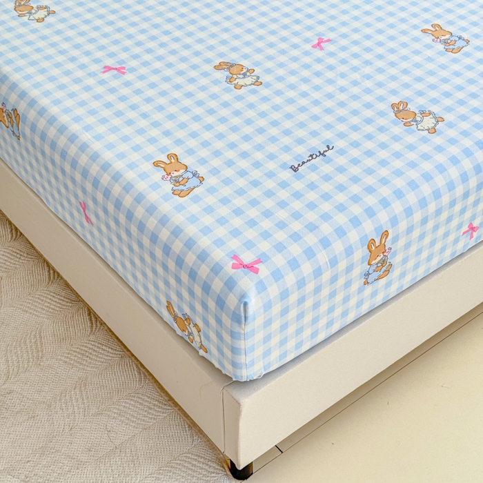 91家纺网 家纺一手货源 找家纺 梦舒阳 2025新款磨毛植物羊绒单床笠三件套单品床笠 美丽小兔