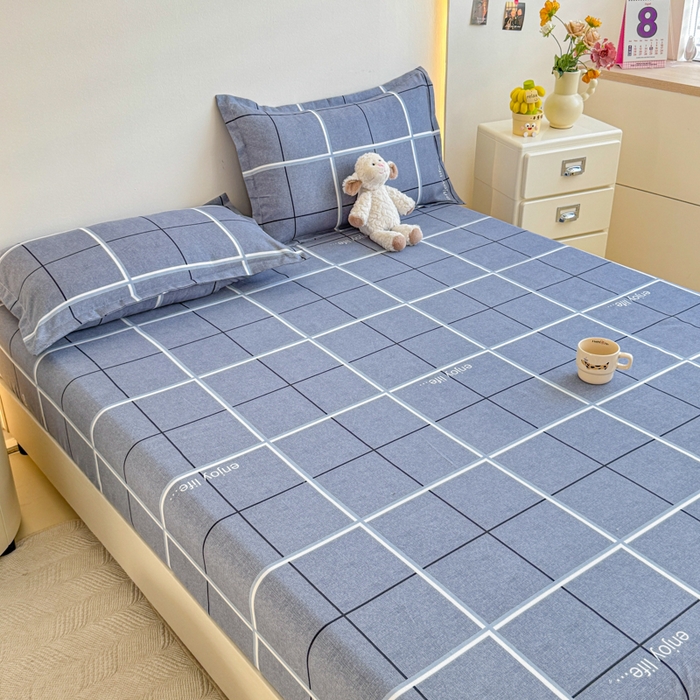 91家纺网 家纺一手货源 找家纺 梦舒阳 2025新款磨毛植物羊绒单床笠三件套单品床笠 摩登格调