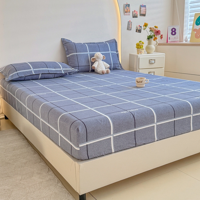 91家纺网 家纺一手货源 找家纺 梦舒阳 2025新款磨毛植物羊绒单床笠三件套单品床笠 摩登格调