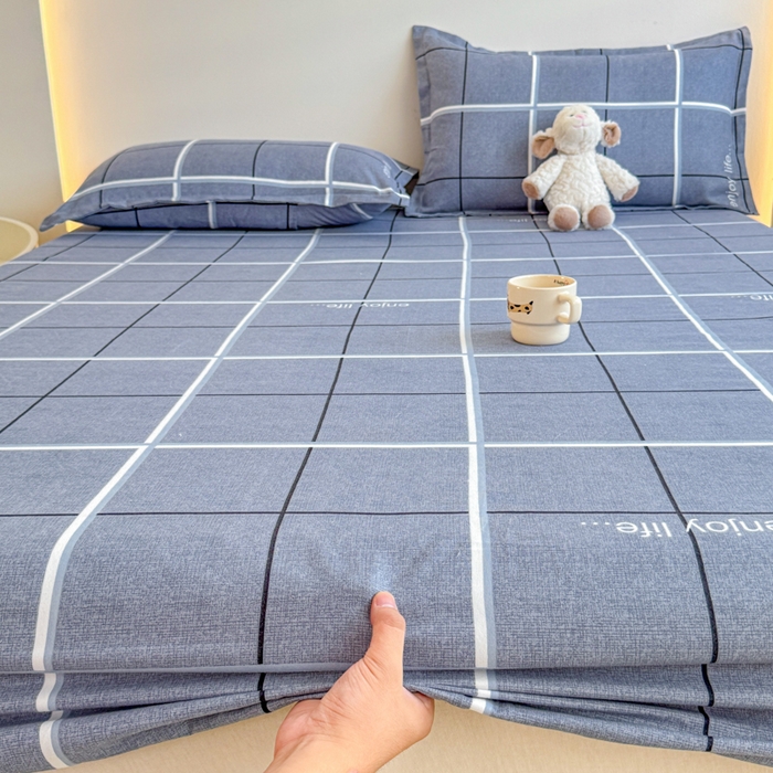 91家纺网 家纺一手货源 找家纺 梦舒阳 2025新款磨毛植物羊绒单床笠三件套单品床笠 摩登格调