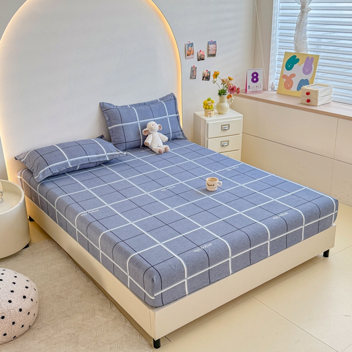 91家纺网 家纺一手货源 找家纺 梦舒阳 2025新款磨毛植物羊绒单床笠三件套单品床笠 摩登格调