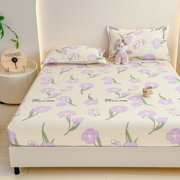 91家纺网 家纺一手货源 找家纺 梦舒阳 2025新款磨毛植物羊绒单床笠三件套单品床笠 甜甜小兔