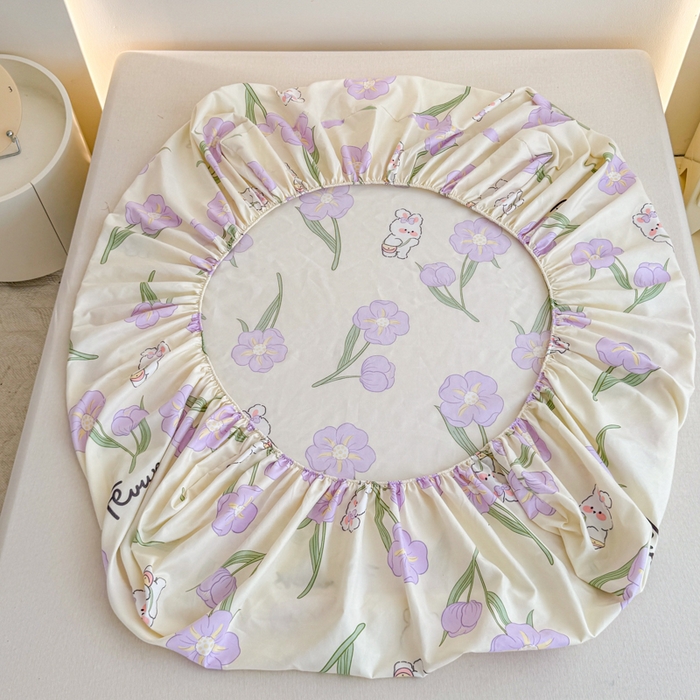 91家纺网 家纺一手货源 找家纺 梦舒阳 2025新款磨毛植物羊绒单床笠三件套单品床笠 甜甜小兔