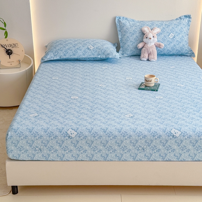 91家纺网 家纺一手货源 找家纺 梦舒阳 2025新款磨毛植物羊绒单床笠三件套单品床笠 小熊日记