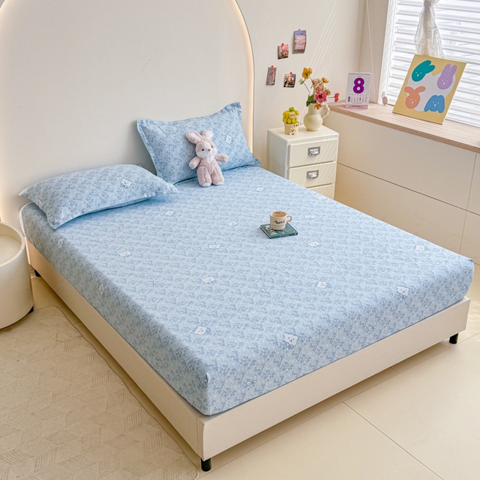 91家纺网 家纺一手货源 找家纺 梦舒阳 2025新款磨毛植物羊绒单床笠三件套单品床笠 小熊日记