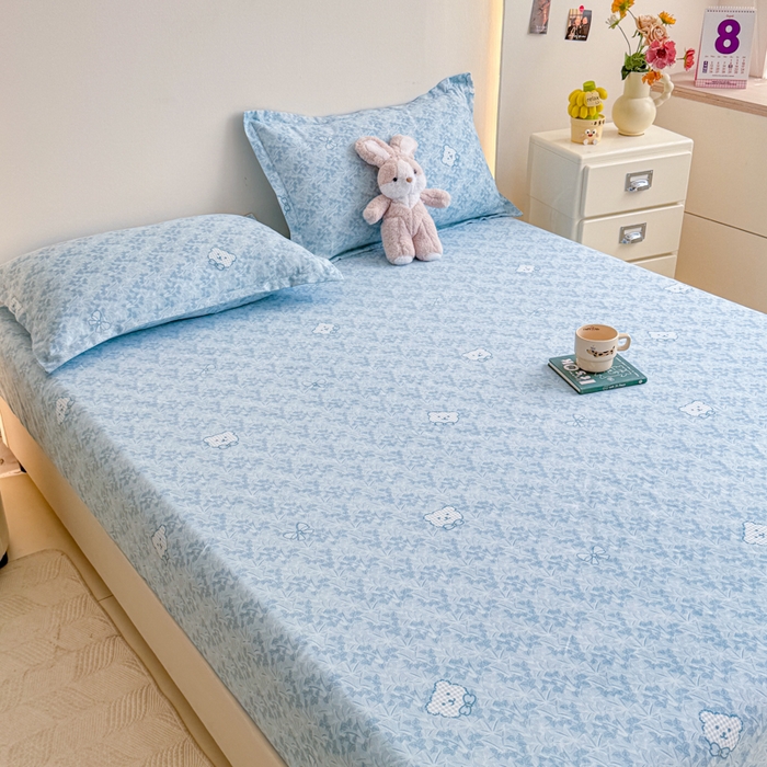 91家纺网 家纺一手货源 找家纺 梦舒阳 2025新款磨毛植物羊绒单床笠三件套单品床笠 小熊日记