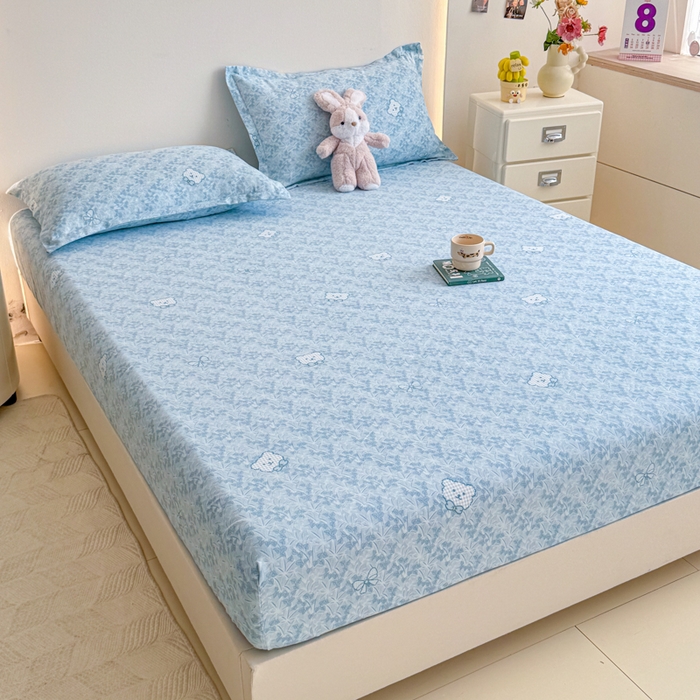 91家纺网 家纺一手货源 找家纺 梦舒阳 2025新款磨毛植物羊绒单床笠三件套单品床笠 小熊日记