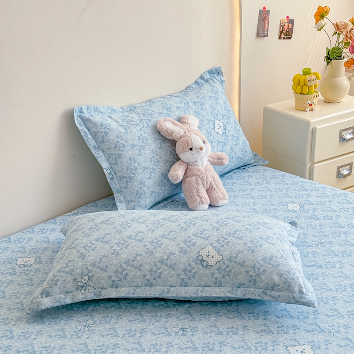 91家纺网 家纺一手货源 找家纺 梦舒阳 2025新款磨毛植物羊绒单床笠三件套单品床笠 小熊日记