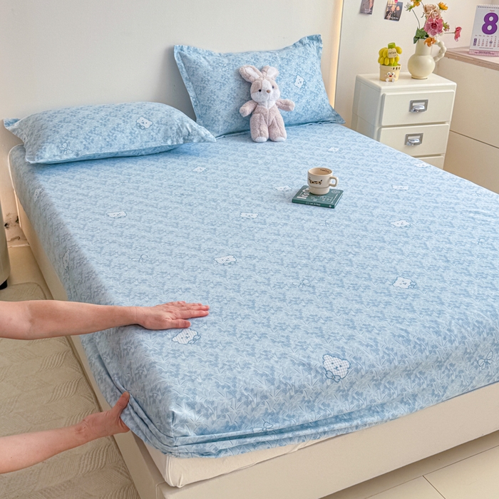 梦舒阳 2025新款磨毛植物羊绒单床笠三件套单品床笠 小熊日记