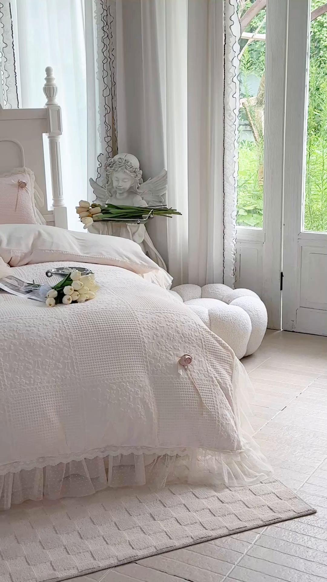 91家纺网 家纺一手货源 找家纺 北纬27度 2025新款法式牛奶绒四件套-玫瑰花语 玫瑰花语-米白