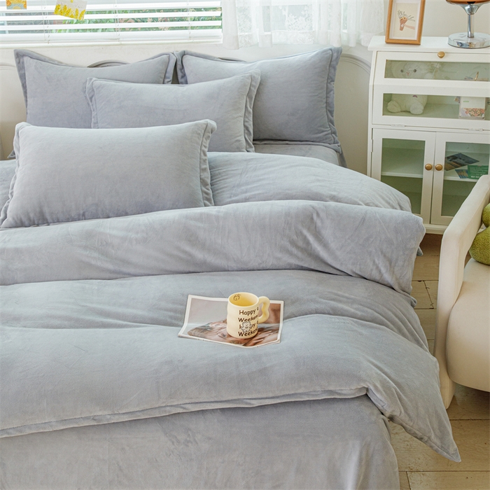 91家纺网 家纺一手货源 找家纺 锦罗绣 2025新款牛奶绒肌理纹单被套 浅灰