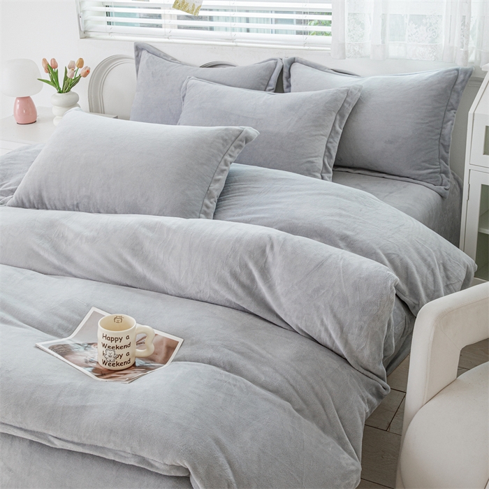 91家纺网 家纺一手货源 找家纺 锦罗绣 2025新款牛奶绒肌理纹单被套 浅灰